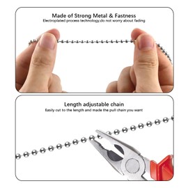 Dotlite Silver Ceiling Fan Pull Chain, 12 Inches Totem Bohemia Pendant Extension Decorative, 3mm Beaded Ball Chain Extender Ornament with Connector Moon and Sun (2Pack)