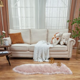 EasyJoy Alfombra ultra suave y esponjosa de piel sintética para silla, tapete de asiento para dormitorio, sofá, sala de estar (2 x 4 pies, piel de oveja, rosa)