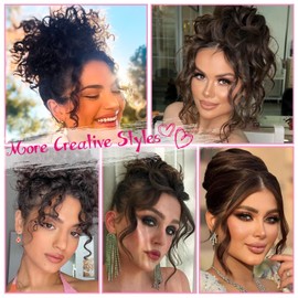 UAmy hair Long Black Side Bangs 2Pcs Set Wavy Curly Clip on Bangs for Women Wavy Curly Clip in Curtain Bangs for Daisy Use