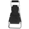 KCCLVER Folding Sun Lounger with Canopy Steel and Fabric Black,Adjustable