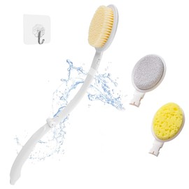 3-in-1 Body Brush, Removable Back Scrubber, Bath Brush, Foldable Shower Brush, Back Brush, Body Brush, Shower Brush, for Body Cleaning and Exfoliation, Cellulite Massage