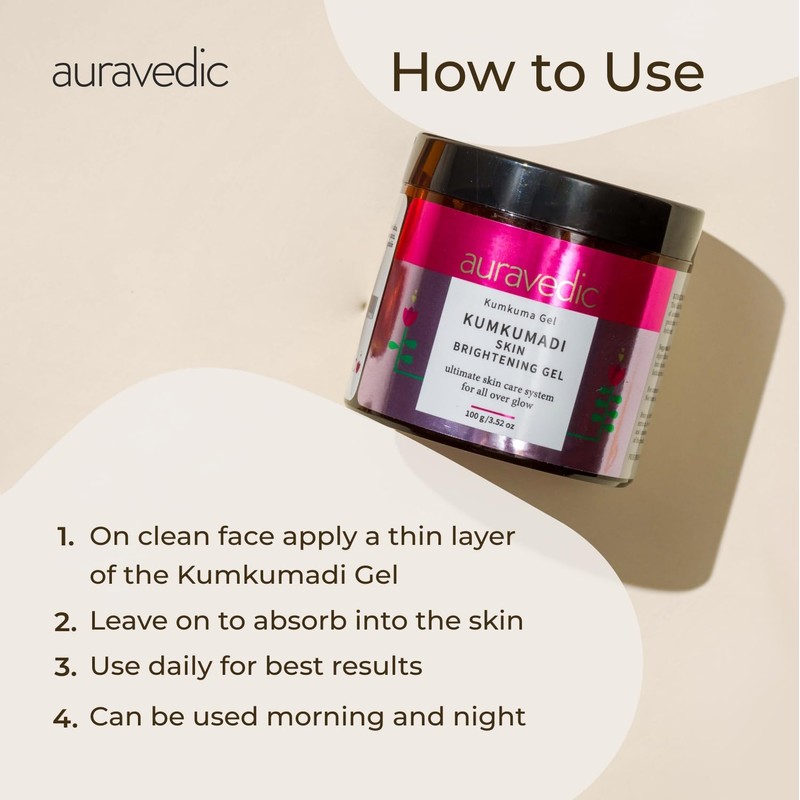 Auravedic Kumkumadi Skin Brightening Gel with Sandalwood and Saffron, 100