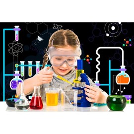 Leowefowa Science Party Backdrop 10x8ft Chemical Experiments Science Theme Classroom Banner Chemistry Lab Background for Kids School Scientist Birthday Party Classroom Decorations Backdrop Supplies