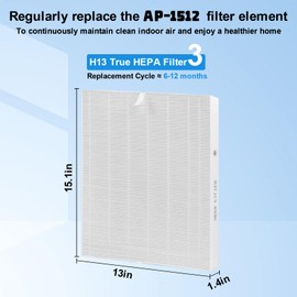Fylmir 3-Pack Airmega AP-1512HH Air Purifier Replacement Filter,True HEPA Replacement filter Compatible with Coway Airmega AP-1512HH Air Purifier and Airmega 200M Air Purifier, AP-1512HH, AP-1512HH-FP