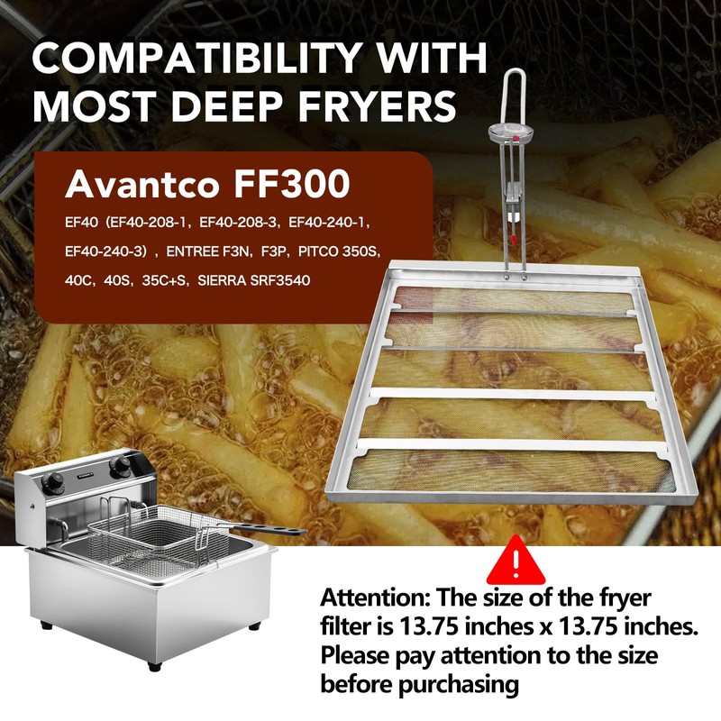 ZUCCIO Commercial Deep Fryer Filter Skimmer Basket (13.75" x 13.6")