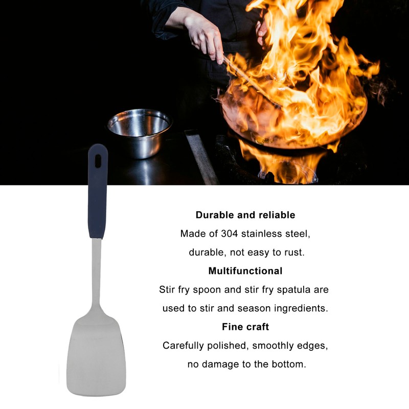 Cooking Spoon Rustproof Smoothly 304 Stainless Steel Spatula Skid Resistant