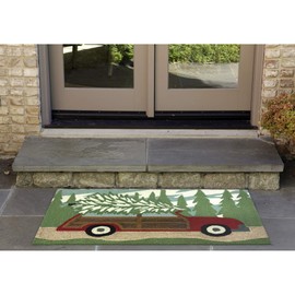 Liora Manne Front Porch Woody Wonderland Pine Indoor/Outdoor Rug, 20" X 30", Dark Green and Brown