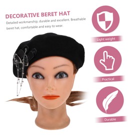 Baluue Breathable Lightweight Beret Hat Vintage Fashionable Beret with Sun Shade Stylish Cap for Travel Casual Wear and Outdoor Activities One Black