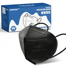 XSNDSENN 100 pcs KN95 Face Masks Black 5 Layer Cup Dust Safety Masks Filter Efficiency≥95%, Individually Wrapped mask, Against PM 2.5