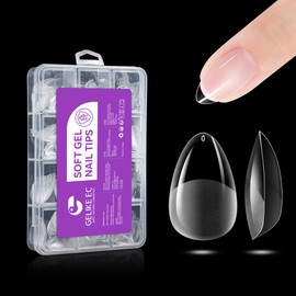 Gelike ec Extra Short Almond Nail Tips: Full Cover XS Short Soft Gel Nail Tips Pre-Polished Artificial Nail Tips Made of PMMA Resin for Nail Design Art DIY Salon 240 Pieces 12 Sizes