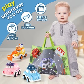 Toy Cars,Toys for 1 Year Old Boys,8 PCS Push and Go Cars Toy Friction Powered Vehicles with Storage Bag,Educational Toys Gifts for Toddlers Age 1 2 3 Year Old