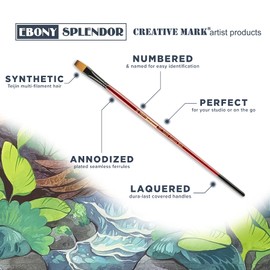 Creative Mark Ebony Splendor Long-Handled Synthetic Sable Paint Brush, Bright # 16, Teijin Multi-Filament Hair, Handcrafted Synthetic Paint Brushes for Acrylic Painting, Watercolor Painting and More
