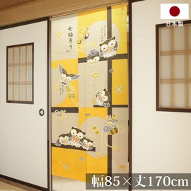 Noren Workshop Noren Wall Decor Tapestry Room Divider Blindfold Half Noren Traditional Lucky Owl 33.5 x 66.9 inches (85 x 170 cm) Paste Picture (YE Yellow 10543A)