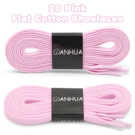 DANHUA Flat Cotton Shoelaces for Sneakers: 2 Pair 35Inch Pink Solid Athletic Shoe Laces