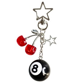 Meefisher Red Cherry 8 Ball Keychain Bag Charms Star Keyring Cute Dice Aesthetic Accessories for Women Purse Backpack