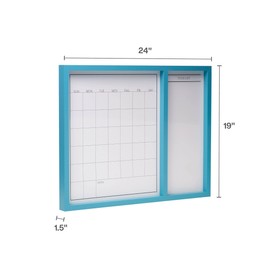 Mikasa Framed Calendar White Board and White Board Combo, Includes 1 Marker, Teal, 24x19x1.5 Inch