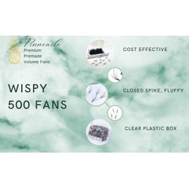 500 Fans | Wispy Promade Fans for Eyelash Extensions | Premade Spikes + Volume Fans | Made in Vietnam | Handmade Fans Lashes For Professional Lash Artists | Pinneacle Lash (Wispy | 7D | D | 10m (Spike 12mm))