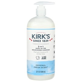 Kirk’s 3-in-1 Head to Toe Clean Body Wash Nourishing Cleanser Original Fresh Scent, Natural Formula, Free of Sulfates, Parabens Free, 32 Fluid Ounce (Pack of 1)
