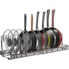 Puricon Pot Lid Organizer Pan Holder Rack with 10 Dividers, Expandable Cookware Bakeware Rack for Kitchen Cabinet Cupboard Pantry, Skillet Frying Pan Pot Lid Kitchent Storage -Bronze