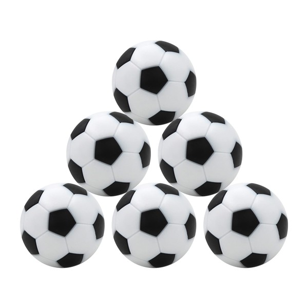 Table Football Balls, 6pcs, 32mm, Tabletop Game Soccer Balls, Table Soccer Foosballs Replacement Balls, Mini Football Black and White Design, Ideal for Tabletop Soccer Games