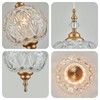 TLOLGT Modern Brass Pendant Light Antique Delicate Decorative Pattern Glass