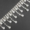 PEARLY JUN 2 Yards Pearl Rhinestone Trim Chain Silver Crystal
