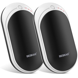 BESKAR Rechargeable Hand Warmers 2 Pack, Electric Hand Warmer with Double-Sided Heating, Portable Pocket Hand Warmer for Outdoor, Golf, Raynauds