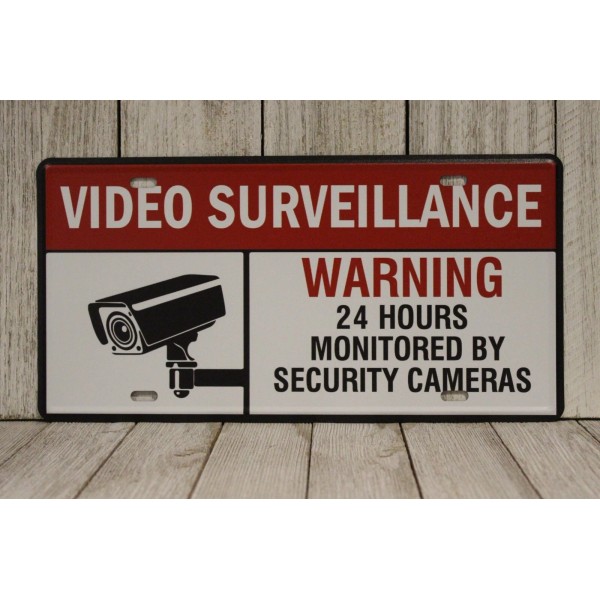 Unbranded Video Surveillance Camera Tin Sign Porch Pirate Security Warning