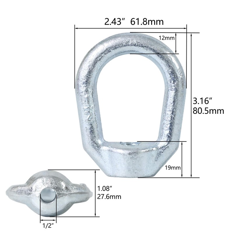 Zadery Heavy Duty 1/2"-13 Bail Tap Thread Eye Nut, Hot