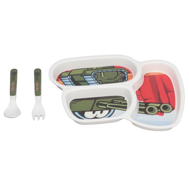 Children Tableware Set Cartoon Printed Unbreakable Divided Plate Toddler Eating