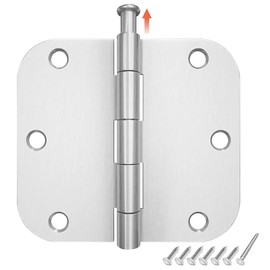 3 Pack Rounded Door Hinges Brushed Nickel 3.5 x 3.5 inch with 5/8 Radius, Satin Nickel 3 1/2 Interior Door Hinges, 3 ½"x 3 ½" Silver Hardware