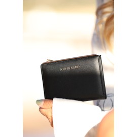 Sophie Siero Lois Women's Purse Black and Brown Small Soft PU Leather Cream and Dusky Pink with Coin Compartment and Zip, black, S, Modern