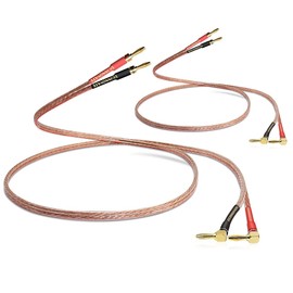 WOWLED 2 x 3 m 13AWG HiFi Speaker Cable with Banana Plugs, Audiophile Speaker Cable with 4 mm Right Angle Gold-Plated Connectors for Speakers, Home Theater, Audio System