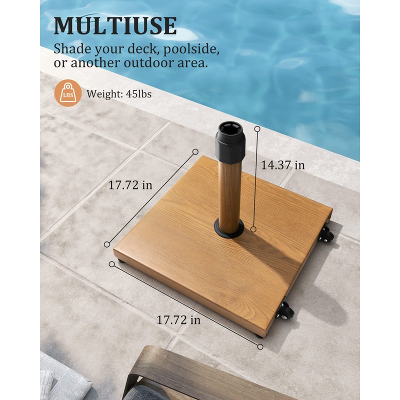 JOINHOM 42lbs Patio Umbrella Base with Wheels - Heavy Duty