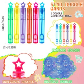 96 Pcs Summer Party Favors Set 24 Packs Jumbo Sidewalk Chalk Individual Packs and 24 Pcs Star Bubble Wands End of Year Gifts for Student Boys Girls Preschool Graduation Birthday Goodie Bag Stuffers