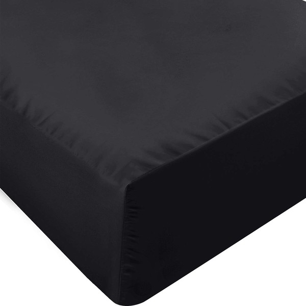 Utopia Bedding Queen Fitted Sheet - Bottom Sheet - Deep Pocket - Soft Microfiber -Shrinkage and Fade Resistant-Easy Care -1 Fitted Sheet Only (Black)