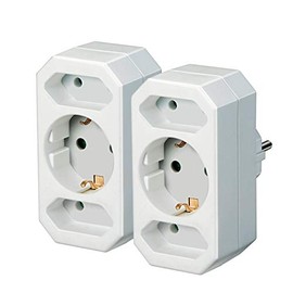 Brennenstuhl Multiple Socket Adaptor 3-Way with Child Lock (2 x Euro Socket and 1 x Protective Contact) Colour: White (2, 10 x 20 x 20 cm)