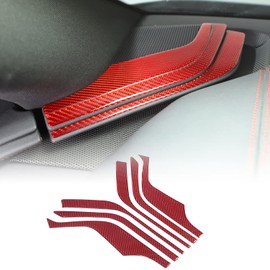 CHEAYAR Soft 3D Real Carbon Fiber Car Dashboard Side Panel Cover Trim Sticker Trim Compatible with Corvette C8 Stingray Z06 Z51 2020 2021 2022 2023 Interior Center Console Kit (Red)