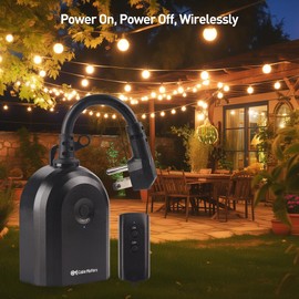 [ETL Listed] Cable Matters Weatherproof Indoor/Outdoor Remote Control Outlet with Dual Outlets - 80 ft Range, Black