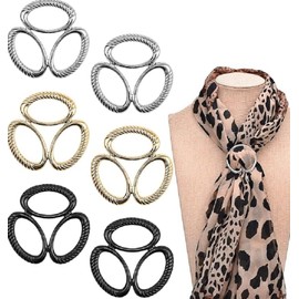 6 Pcs Three Ring Silk Scarf Buckle Simple Fashion Wrap Holder Triple Slide Jewelry Clasp Clips (Style 1, One size)