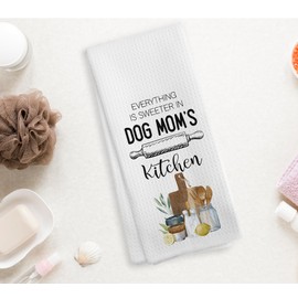 NOQL Dog Mom's Kitchen Towels and Dishcloths, Dog Mom Gifts for Women, Dog Kitchen Towels, for Dog Mom, Dog Mom Drying Cloth Hand Towels Tea Towels for Bathroom Kitchen, 16×24 Inches