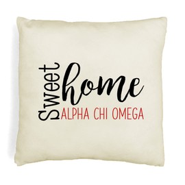 sockprints Sweet Home Alpha Chi Omega Pillow Cover 18x18 - Sorority Throw Pillow Covers - Sorority Accent Pillow - College Accent Pillow Sham