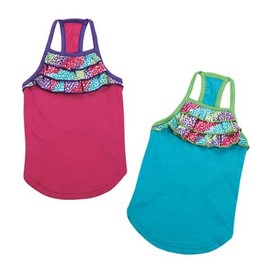 Confetti Ruffle Dog Tank Color: Bluebird, Size: X-Small