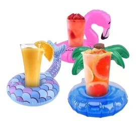 KFMX 3 Porta Vasos Inflables Surtido Verano Palmera Flamingo Dona