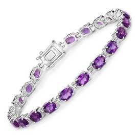 Haute Facets Natural Amethyst Tennis Bracelet, Oval Amethyst Stones in Sterling Silver, February Birthstone Jewelry for Women, Elegant Amethyst Bracelet, Perfect Bridesmaid Gift