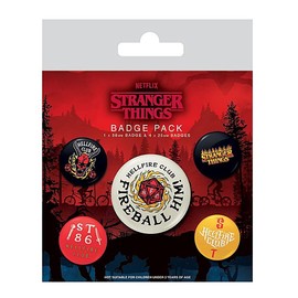 PYRAMID INTERNATIONAL Unisex Kids Stranger Things 4 Hellfire Club Badge Set 5 Piece Colourful, Colourful