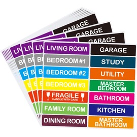 Hylabelest Pack of 140 Large Home Moving Labels for Boxes 14 Different Color Coded Stickers House Moving Supply, 25x101mm