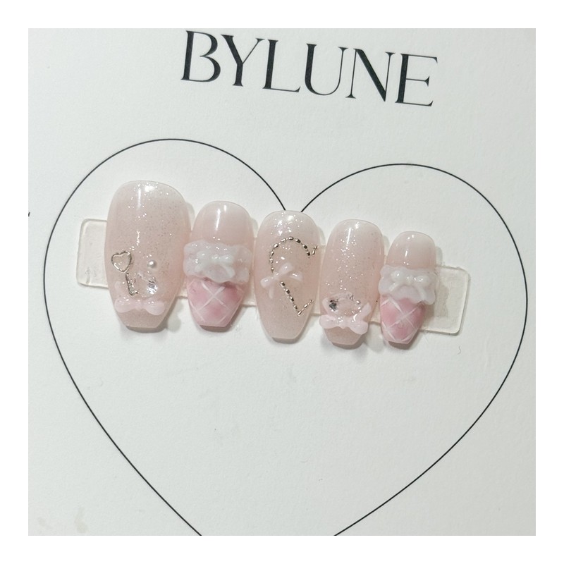 Pink Frosting Handmade Nail Tips Nail Tips - Short Oval
