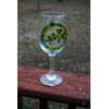 Lucky Green Shamrocks Hand Painted Stemmed Wine Glasses Set of