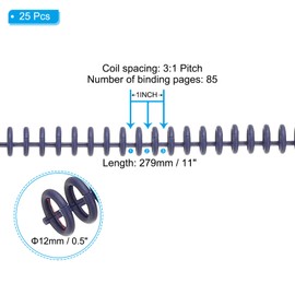 PATIKIL 12mm(1/2") Plastic Spiral Binding Coils, 25 Pcs Binding Spirals 85 Sheet Capacity 3:1 Pitch Binding Spirals for Binding Paper Sheets, Morandi